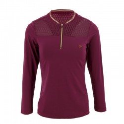 T-shirt équi-thème à zip, manches longues Femmes Prune Taille S