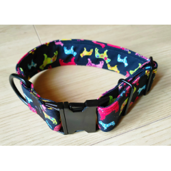 The Blue S | Chien | Collier classik BULLDOG | Imprimé Bulldogs sur fond noir