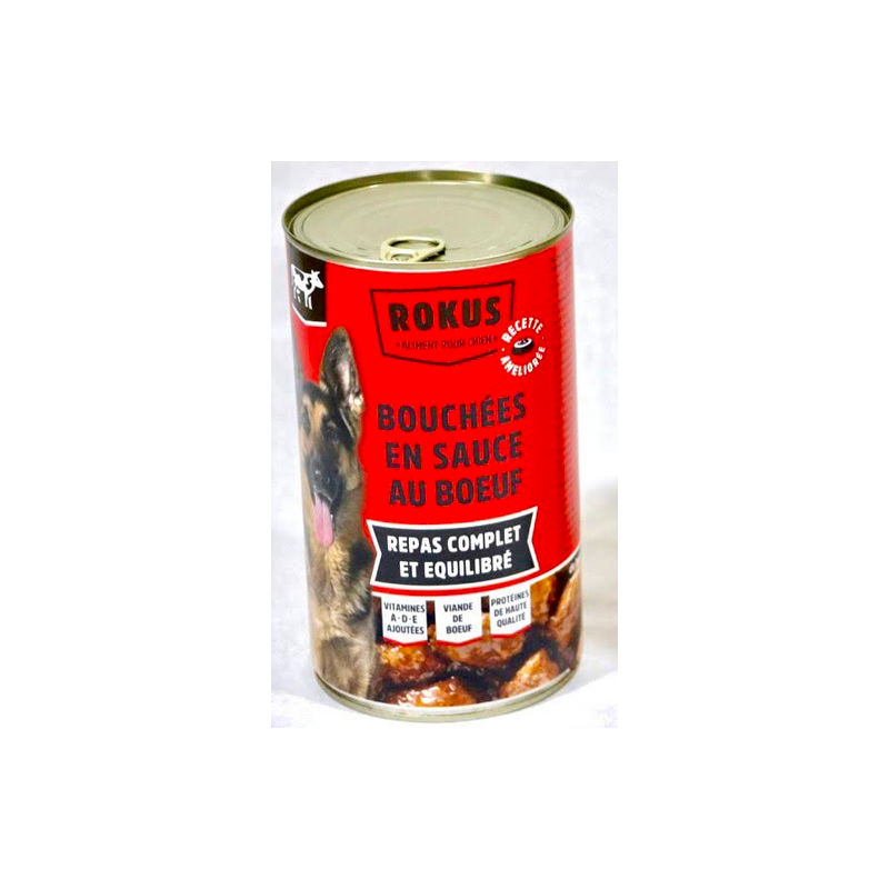Bouchées en sauce au bœuf pour chiens adultes - Rokus - 1,2kg