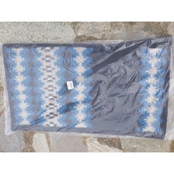 Tapis Navajo Pool's bleu royal gris pur laine