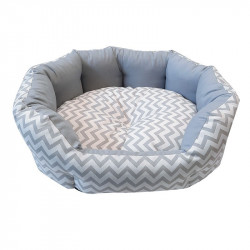 Distridog | Chien et chat | Panier ovale zigzag gris 60 cm