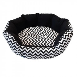 Distridog | Chien et chat | Panier ovale zigzag noir 60 cm