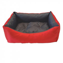 Distridog | Chien et chat | Panier imperméable rectangulaire anthracite/rouge