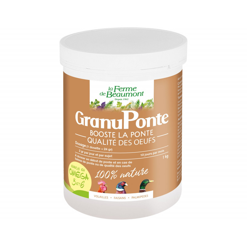 GranuPonte Ferme de Beaumont 1 kg • Favorise et booste la ponte des poules • Soin naturel en granulés