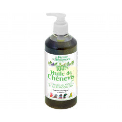 Huile de chènevis Ferme de Beaumont 500 ml • Stimule la ponte et la reproduction des poules et canards • Soin naturel riche en