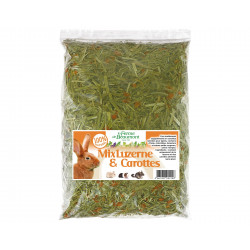 Mix Luzerne & carottes séchées 600 gr • Mélange d'herbes lapins, cochons d'Inde, chinchillas, rongeurs