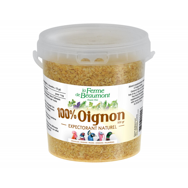 Oignon déshydraté 100% Ferme de Beaumont 500 gr • Expectorant naturel poules