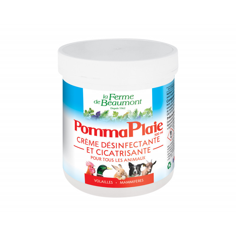 PommaPlaie 500 ml Ferme de Beaumont • Pommade désinfectante et cicatrisante pour poules, chèvres et chiens • Soin naturel