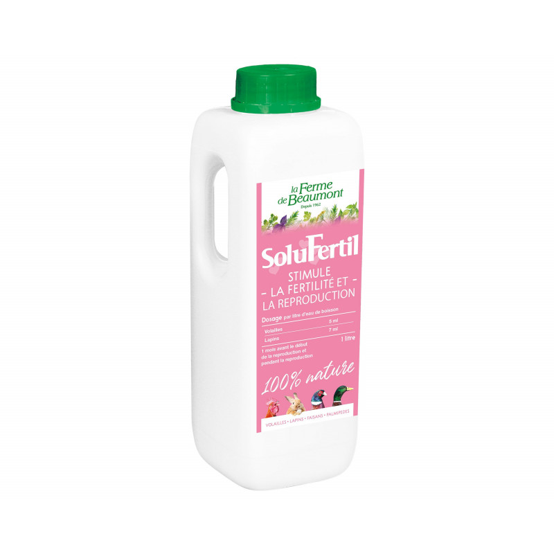 SoluFertil Ferme de Beaumont 1 litre • Stimulant reproduction coqs, canards, pigeons, lapins