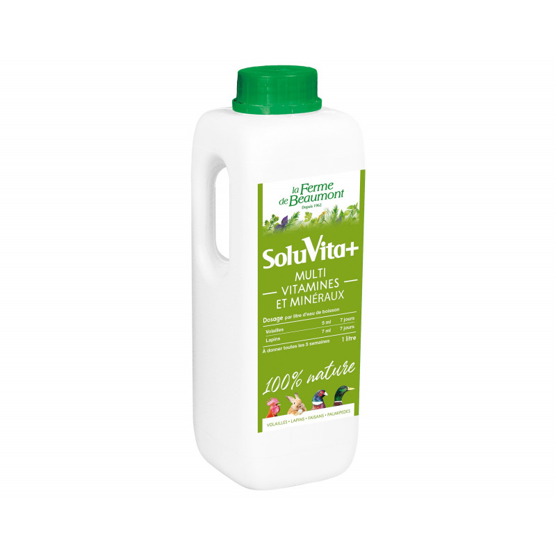 SoluVita Plus Ferme de Beaumont 1 litre • Vitamines liquide pour poules et lapins • Soin naturel