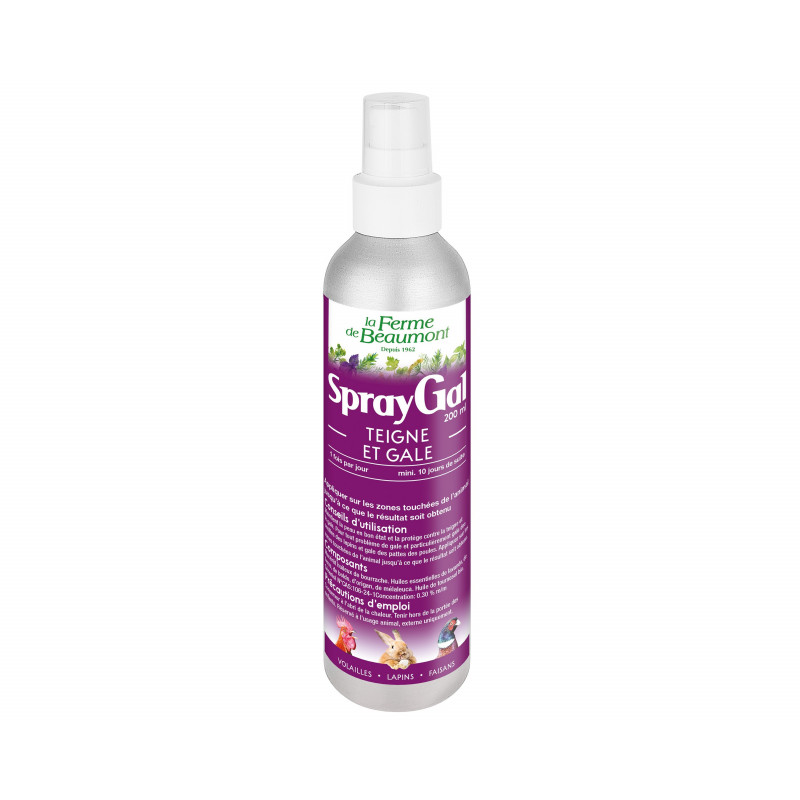 SprayGal 200 ml Ferme de Beaumont • Spray contre la gale des poules et lapins • Soin naturel pour soigner vos animaux