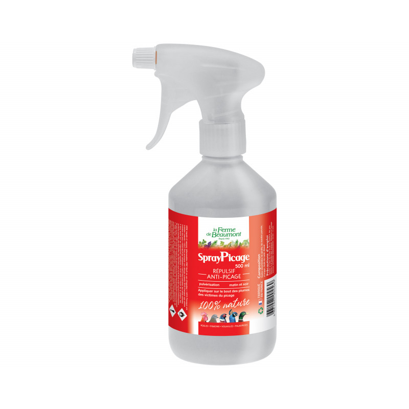 SprayPicage 500 ml • Répulsif anti-picage pour poules • Soin naturel Ferme de Beaumont qui stoppe le picage