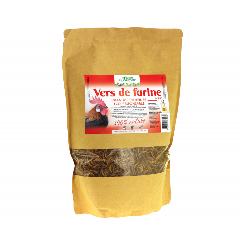 Vers de farine français Ferme de Beaumont • Friandise protéines poules • 1 kg • 6,5 litres
