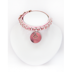 Collier Chiot - Collier Chien Simple Rose Cristal || KFarah