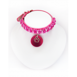 Collier Chiot - Collier Chien Simple Fuchsia Cristal || KFarah