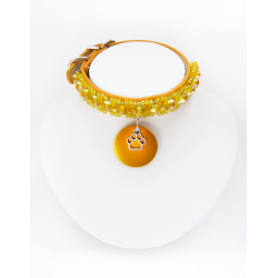 Collier Chiot - Collier Chien Simple Moutarde Cristal || KFarah