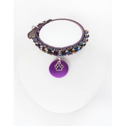 Collier Chiot - Collier Chien Simple Violet Cristal || KFarah