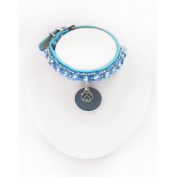 Collier Chiot - Collier Chien Simple Bleu Ciel Cristal || KFarah