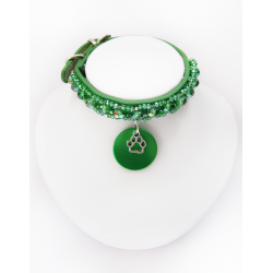 Collier Chiot - Collier Chien Simple Vert Cristal || KFarah