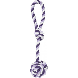 Jouet chien coton justin corde + balle nouée violet
