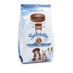 Camon | 100 lingettes nettoyantes chien et chat | Senteur Lait et miel