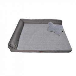 RAIKOU | Chien | Matelas gris clair épais avec repose tête 120*90*10cm