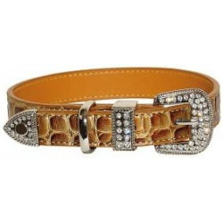 Collier Sardoine Effet Croco à Strass pour chien - T. 50 cm