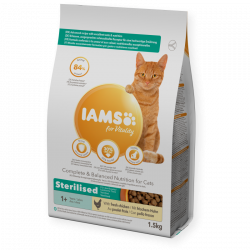 IAMS for Vitality Chats Adultes et Séniors stérilisés au poulet frais