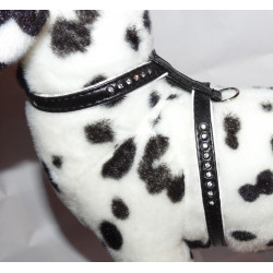 Harnais Strass Simili Cuir Noir et Blanc pour chien