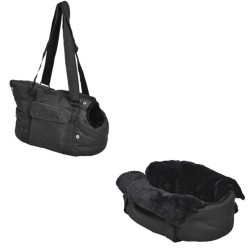 Sac de transport Dodo fourré noir pour chien