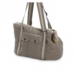 Sac de transport pour chien taupe et beige ultra confort | BOBBY