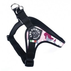 Tre Ponti Mimetico Classico | Harnais avec sangle réglable pour petit chien et chat | Camouflage rose