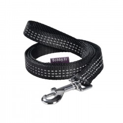 Bobby | Laisse réfléchissante en nylon pour chien | Noir