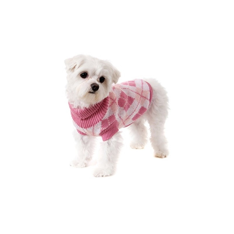 Urban Pup | Chien | Pull rose à motif losanges