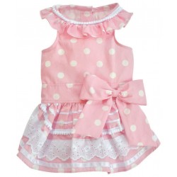 Doggy Dolly | Robe pour chienne | Rose poudré à pois blancs