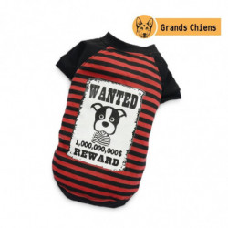 Doggy Dolly | Chien | T-shirt WANTED | Noir et rouge | Grands chiens