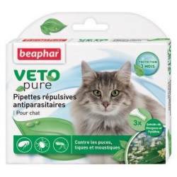 Beaphar VETOpure | 3 pipettes répulsives antiparasitaires chat