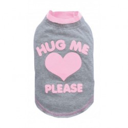 Doggy Dolly | T-shirt HUG ME pour bouledogue et carlin | Gris et rose