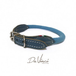 Da Vinci BIANCA | Chien | Collier en cuir et corde | Bleu