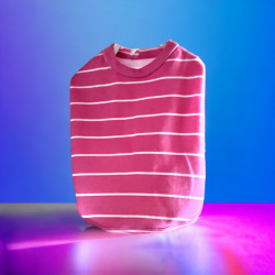 The Blue S | Chien | T-Shirt Rose rayé blanc