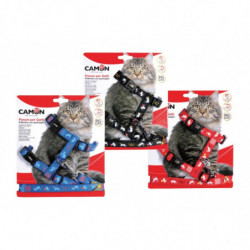 Harnais pour chat NO ESCAPE mesh motif camouflage bleu