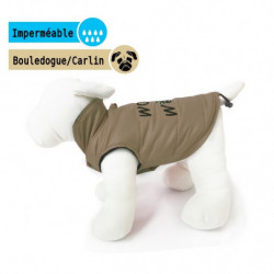 Doggy Dolly Woof | Doudoune matelassée bouledogue et carlin | Beige