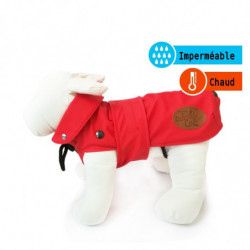 Dog Line | Chien | Manteau imperméable London Rouge avec doublure polaire