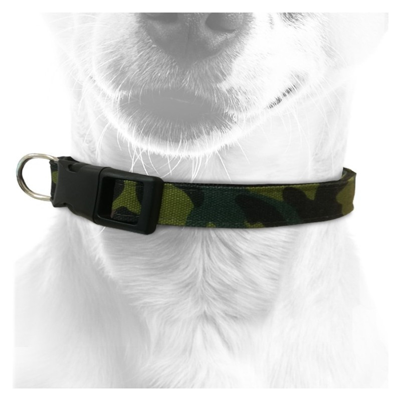 Collier militaire chien motif camouflage, noir, vert