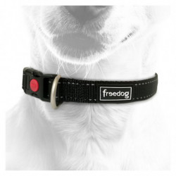 Freedog | Collier pour chien en nylon avec surpiqûres réfléchissantes | Noir