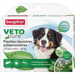Beaphar VETOpure | 6 pipettes répulsives antiparasitaires chien + 30 kg