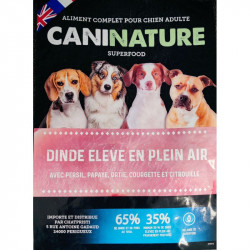 CaniNature | Croquettes chien | Adulte Dinde Plein Air 65% Faible en glucides SuperFood