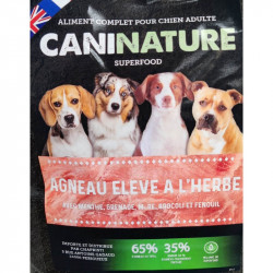 CaniNature | Croquettes chien | Adulte Agneau élevé à l'herbe 65% SuperFood