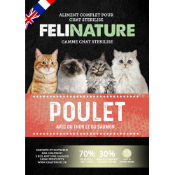 FeliNature | Chat Stérilisé| Croquettes Poulet Thon & Saumon Grain Free 70%