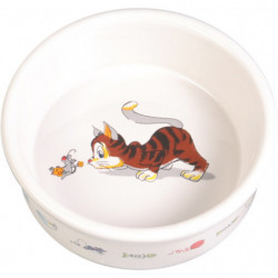 Trixie | Gamelle chat avec souris en céramique | 200 ml - 12 cm | Blanc